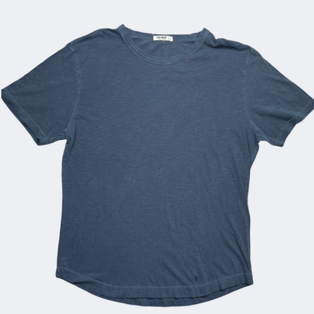 Buck Mason Shirt Mens L Blue Crewneck Slub Curved Tee Made In USA BM11001.102